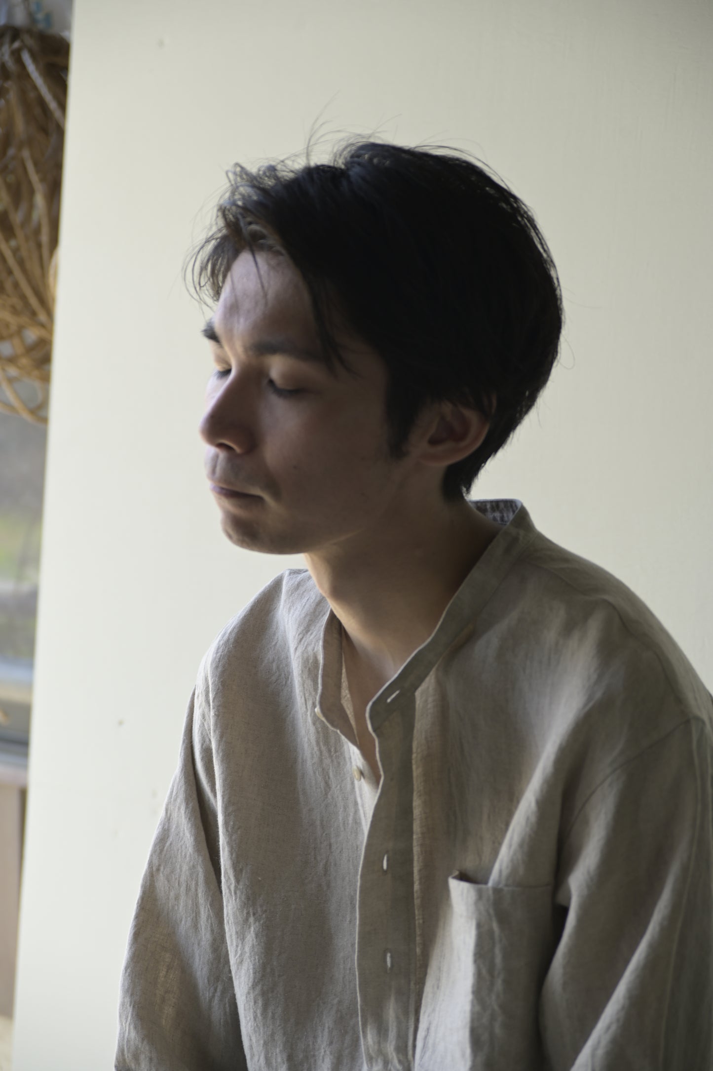 "work" linen pullover shirt -men's- <color: Natural>