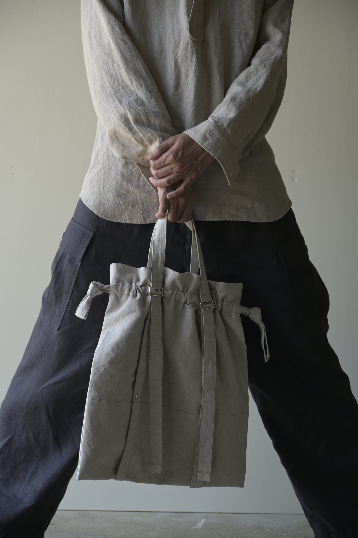 linen × washi tort bag <color: Natural>