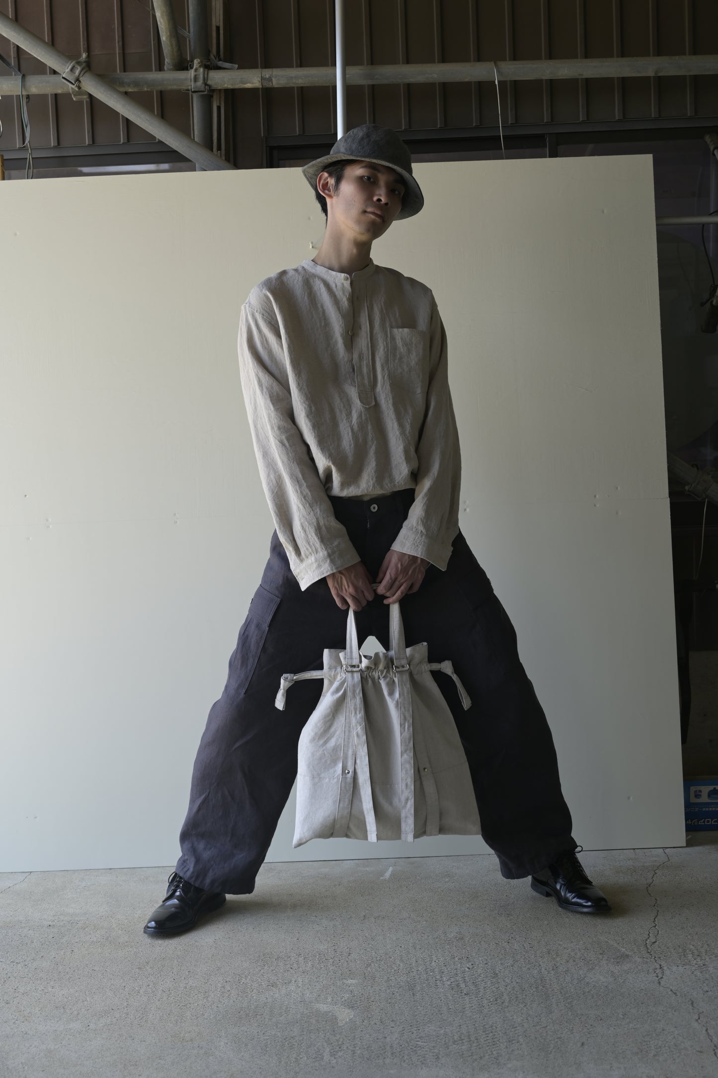 linen × washi tort bag <color: Natural>