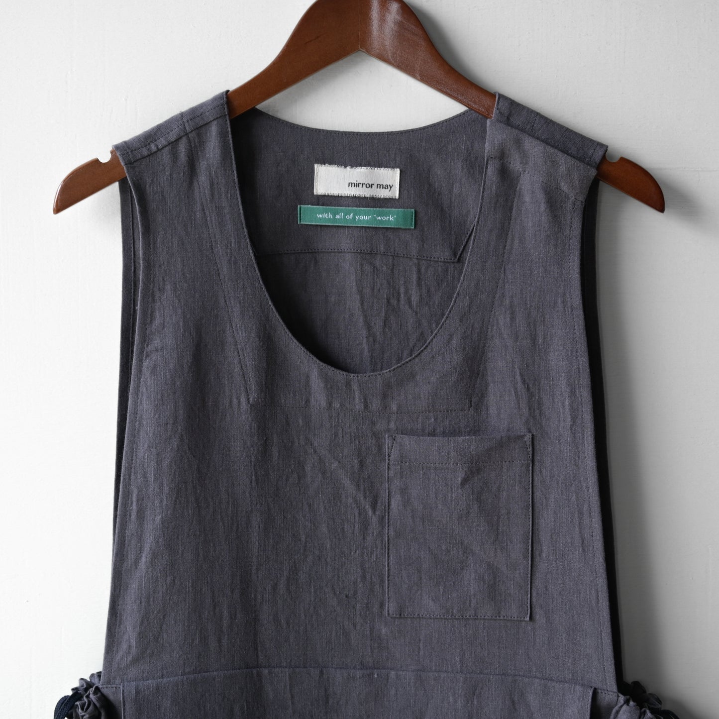 "work" linen dress apron <color: Charcoal>