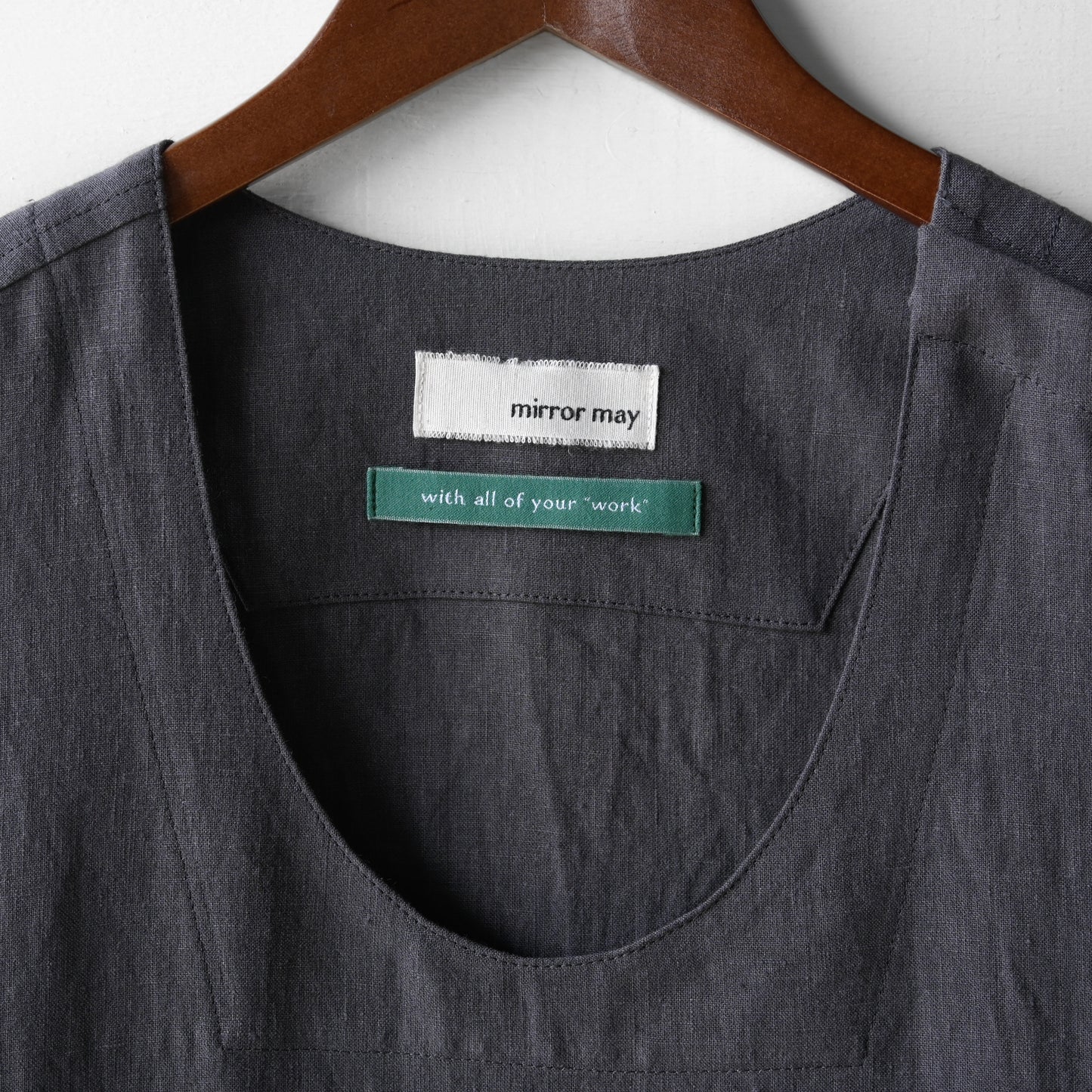 "work" linen dress apron <color: Charcoal>