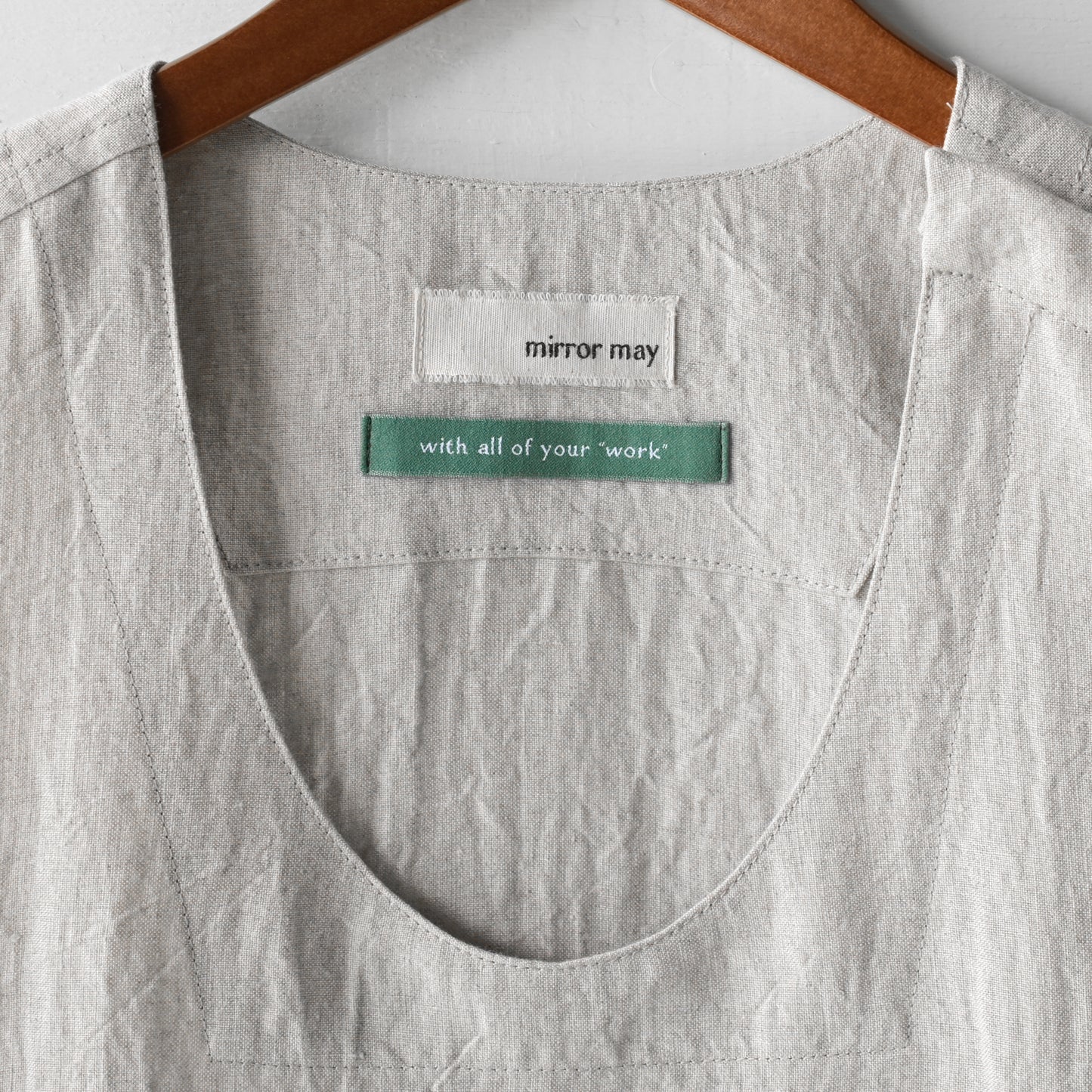 "work" linen dress apron <color: Natural>