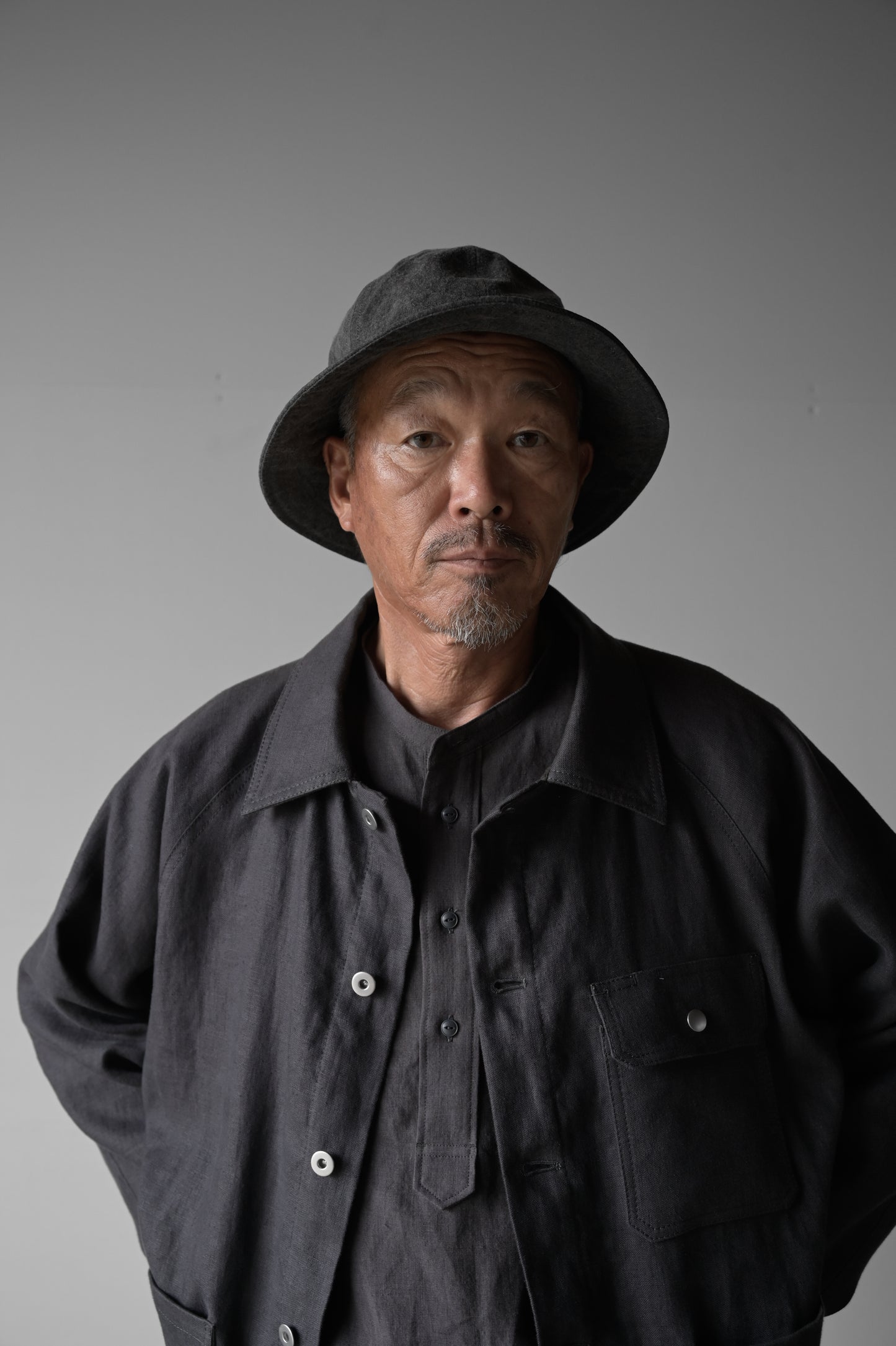 linen × washi ”work" hat <color: Charcoal>