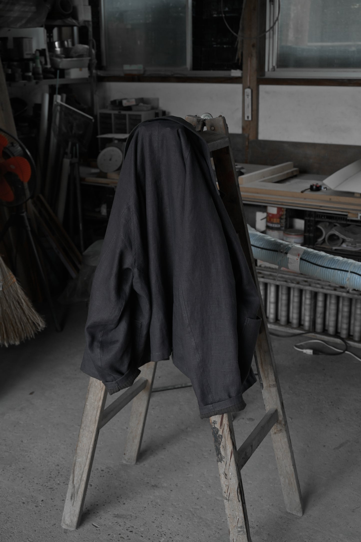 "work" linen jacket <color: Charcoal>
