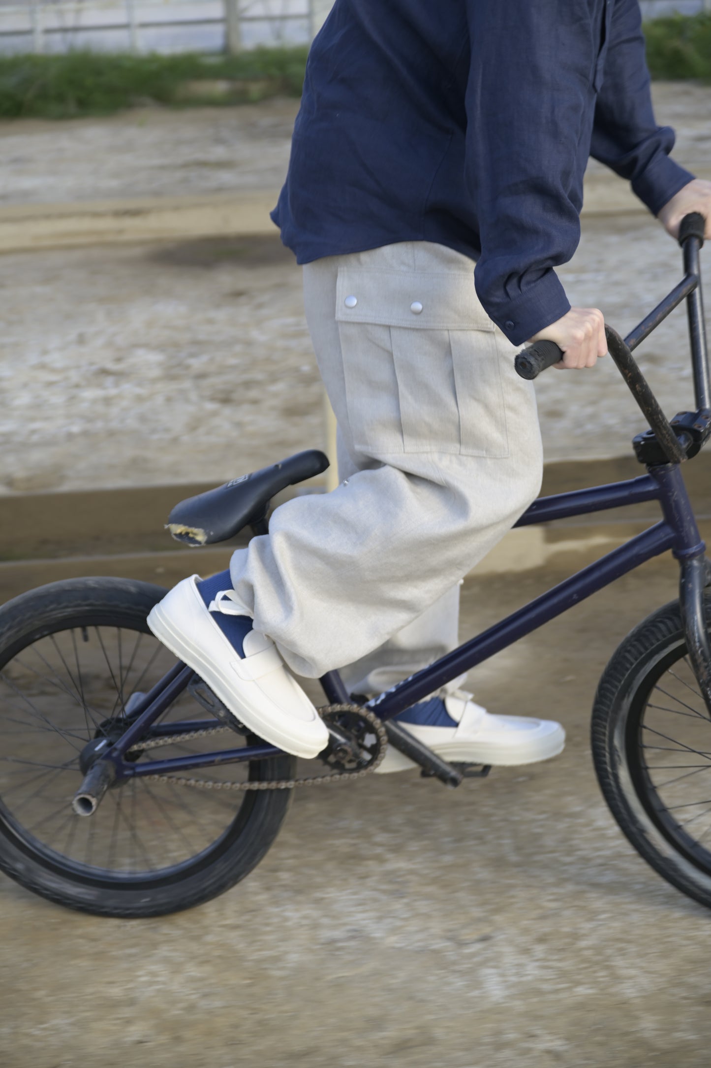 "work" linen cargo pants -men's- <color: Natural>