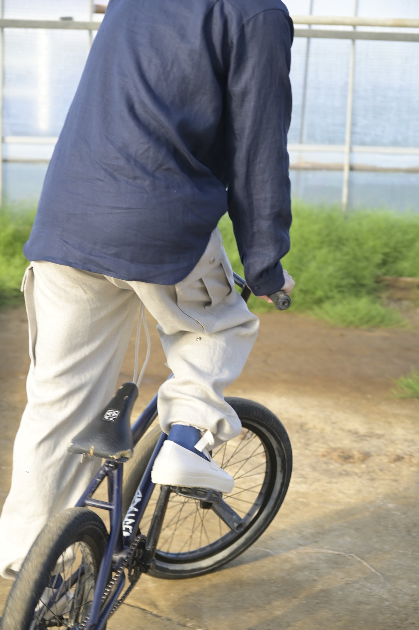 "work" linen cargo pants -men's- <color: Natural>
