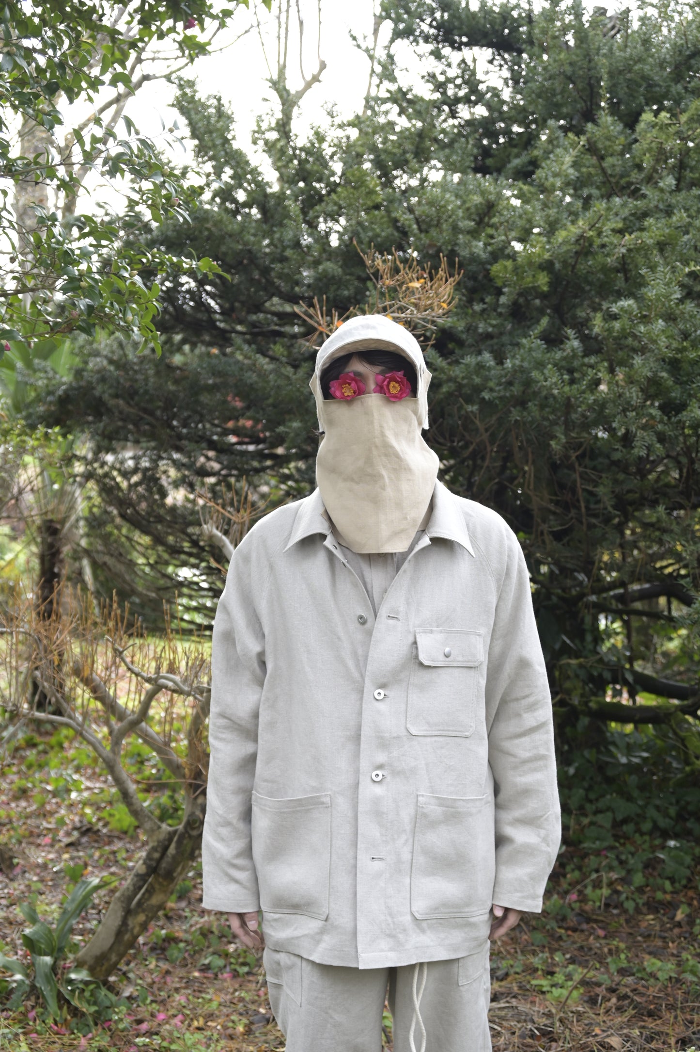 "work" linen jacket <color: Natural>
