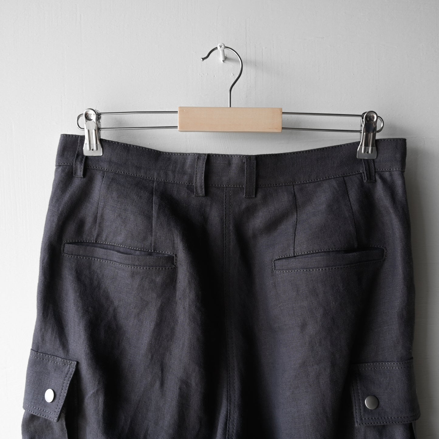 "work" linen cargo pants  -men's- <color: Charcoal>
