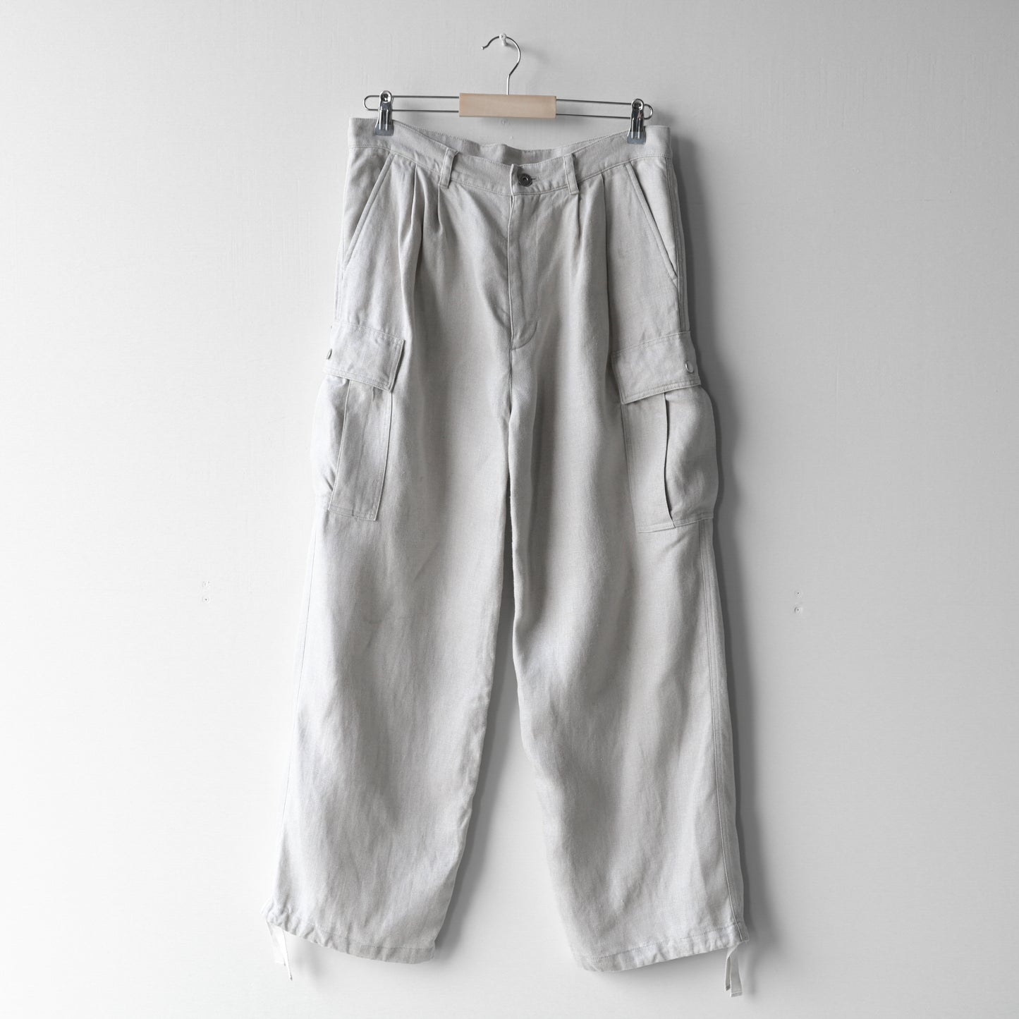 "work" linen cargo pants  -men's- <color: Natural>