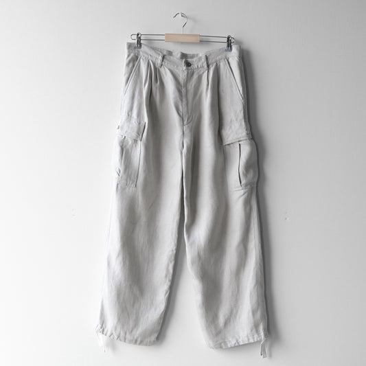 "work" linen cargo pants  -men's- <color: Natural>