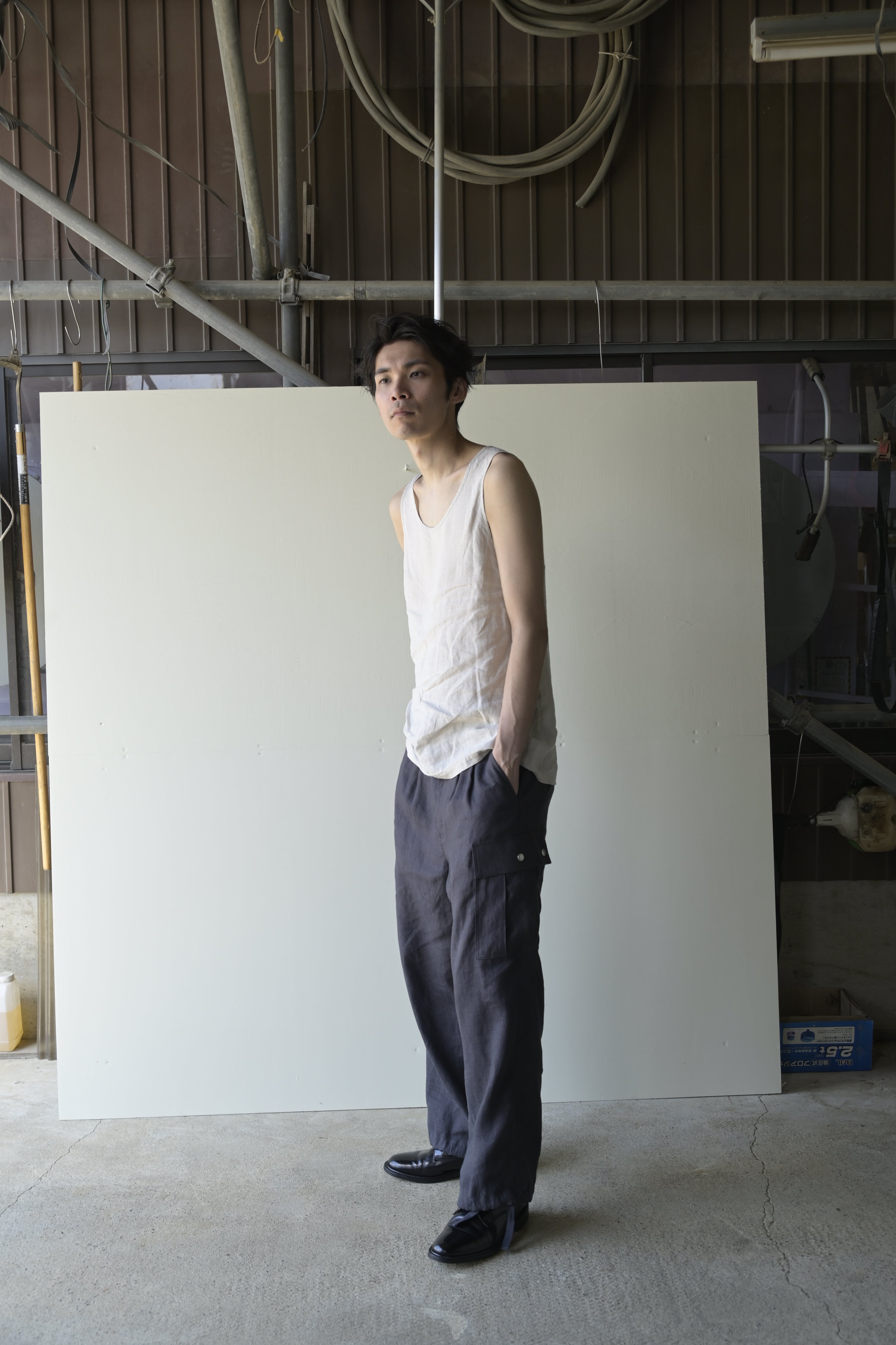 パンツ WIRROW linen cargo pants beige WIRROW linen cargo pants beige