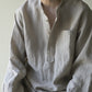 "work" linen pullover shirt  -men's- <color: Natural>