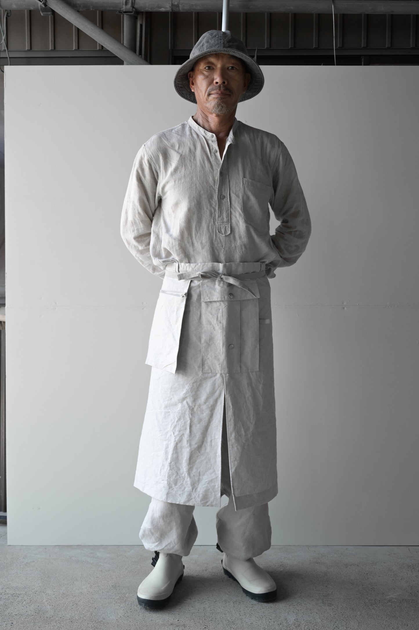"work" harf apron <color: Natural>