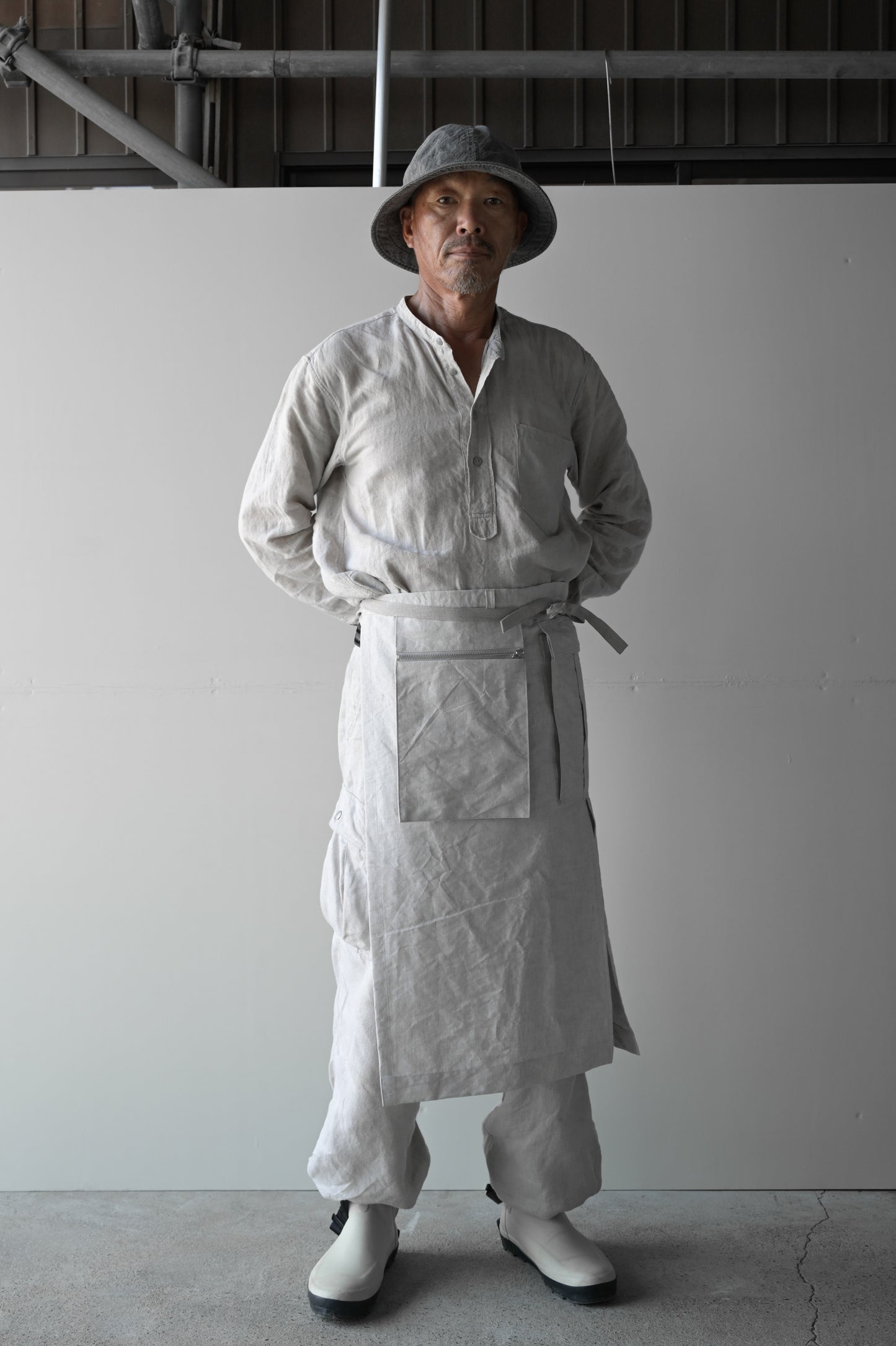"work" harf apron <color: Natural>