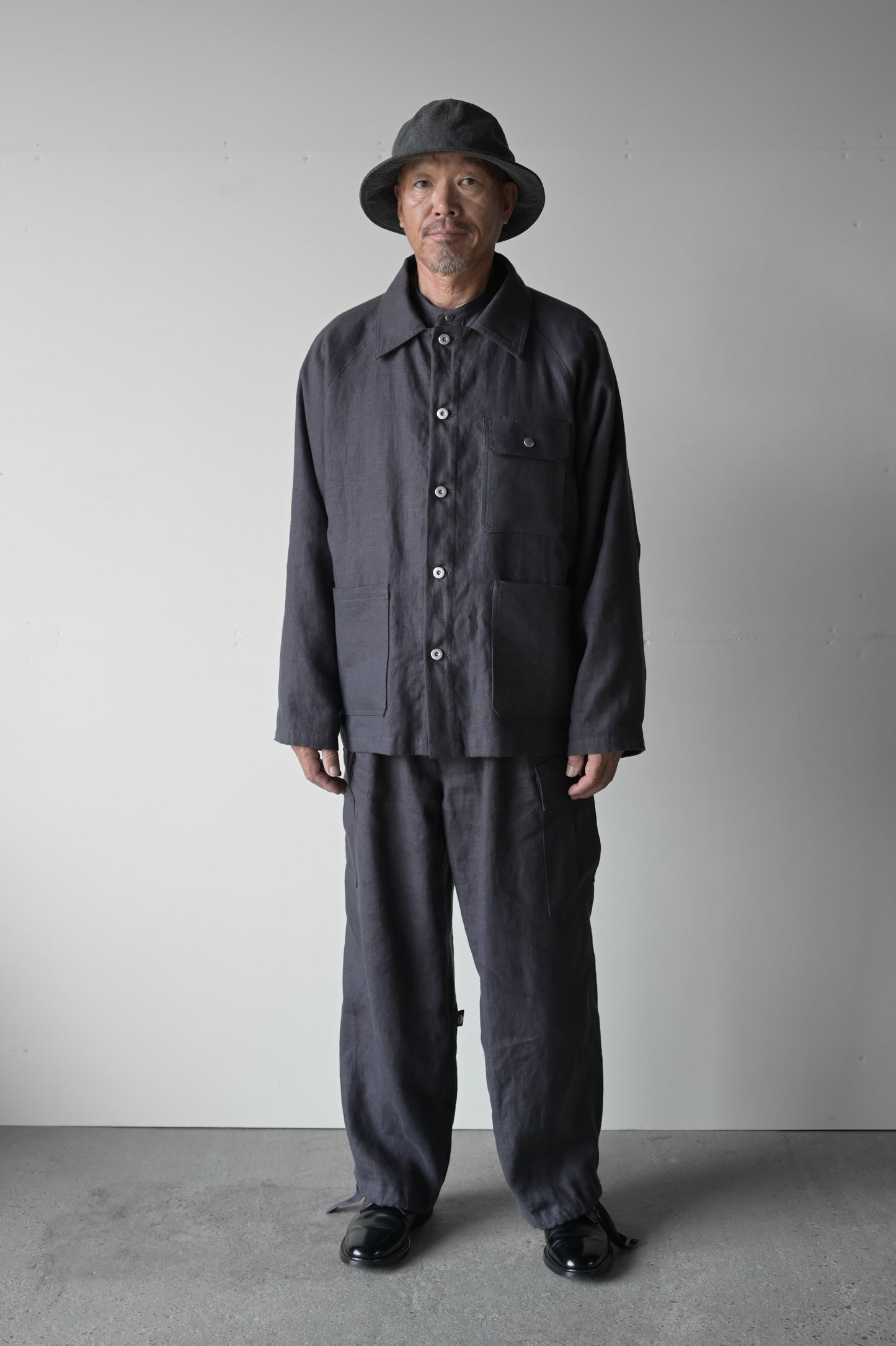 "work" linen jacket <color: Charcoal>