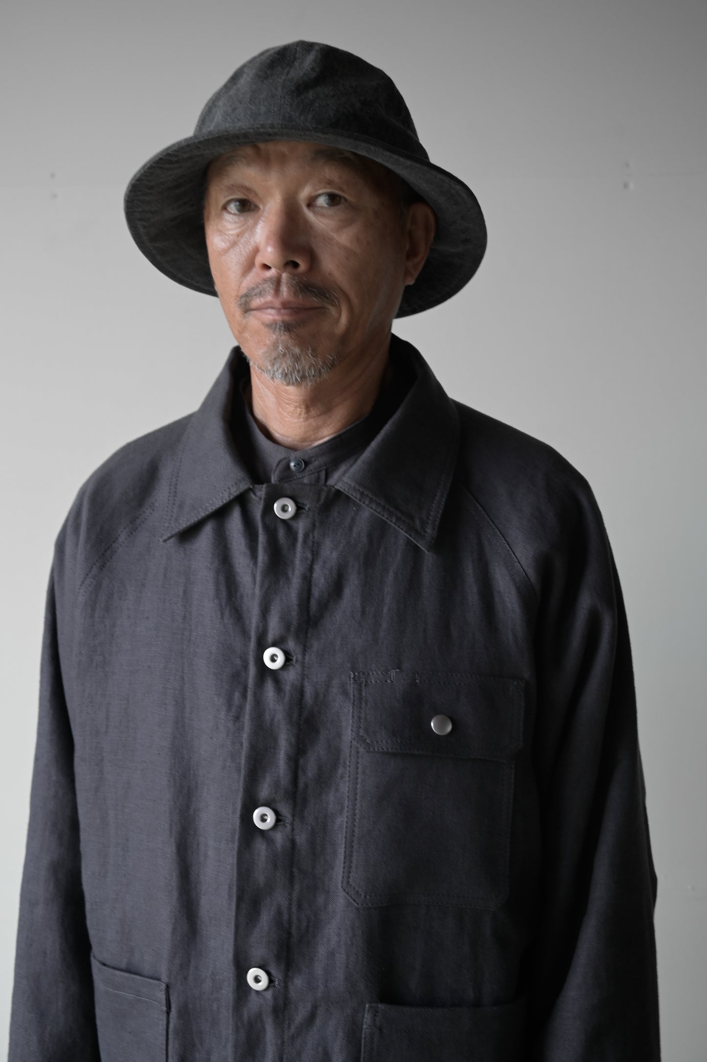 "work" linen jacket <color: Charcoal>