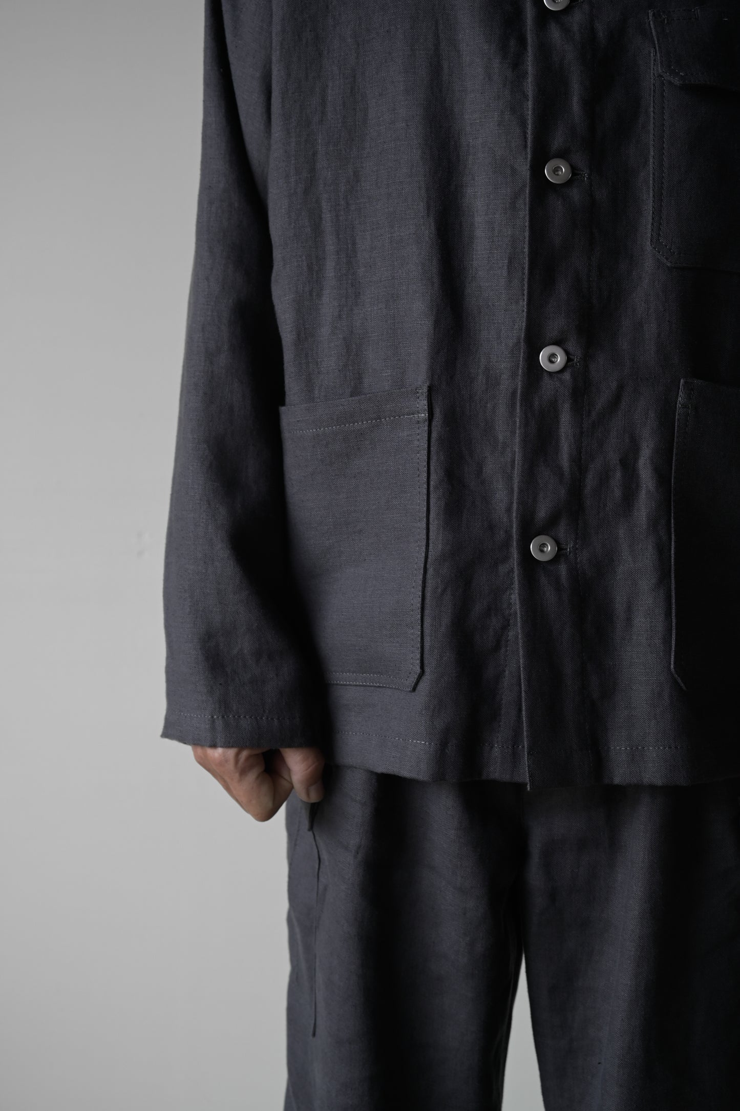 "work" linen jacket <color: Charcoal>