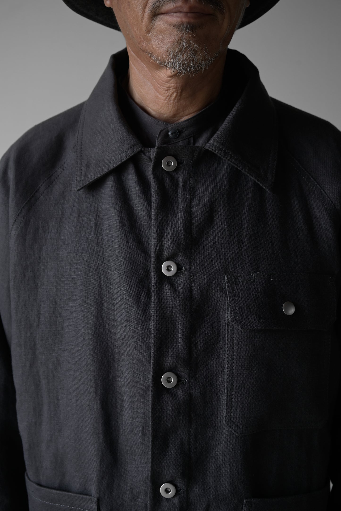 "work" linen jacket <color: Charcoal>