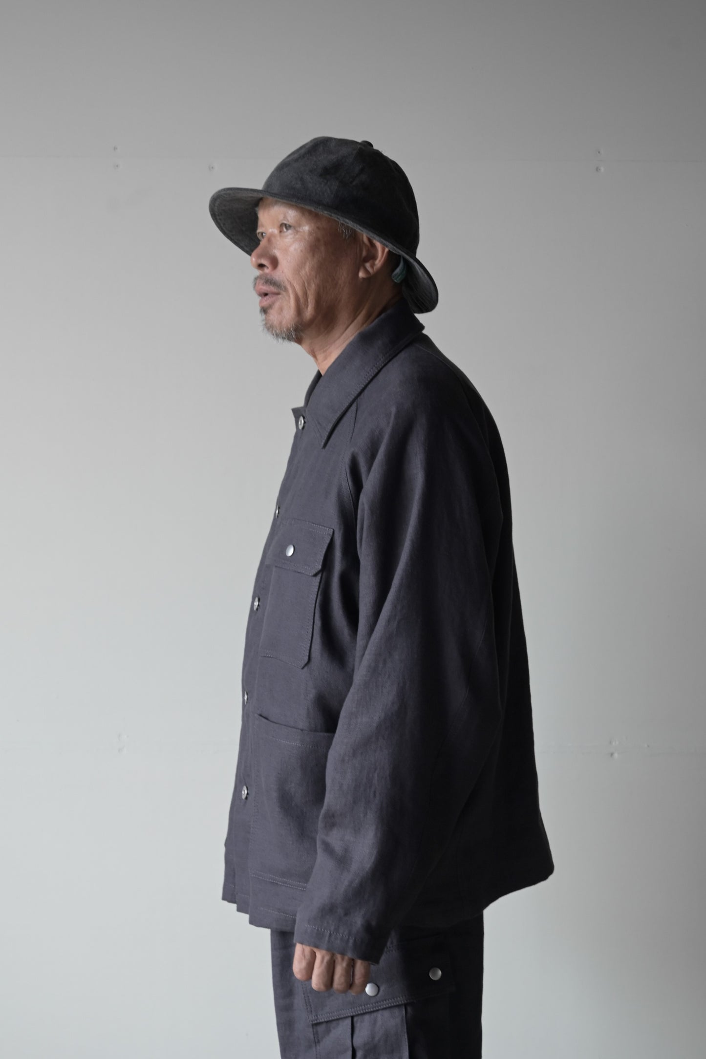 "work" linen jacket <color: Charcoal>