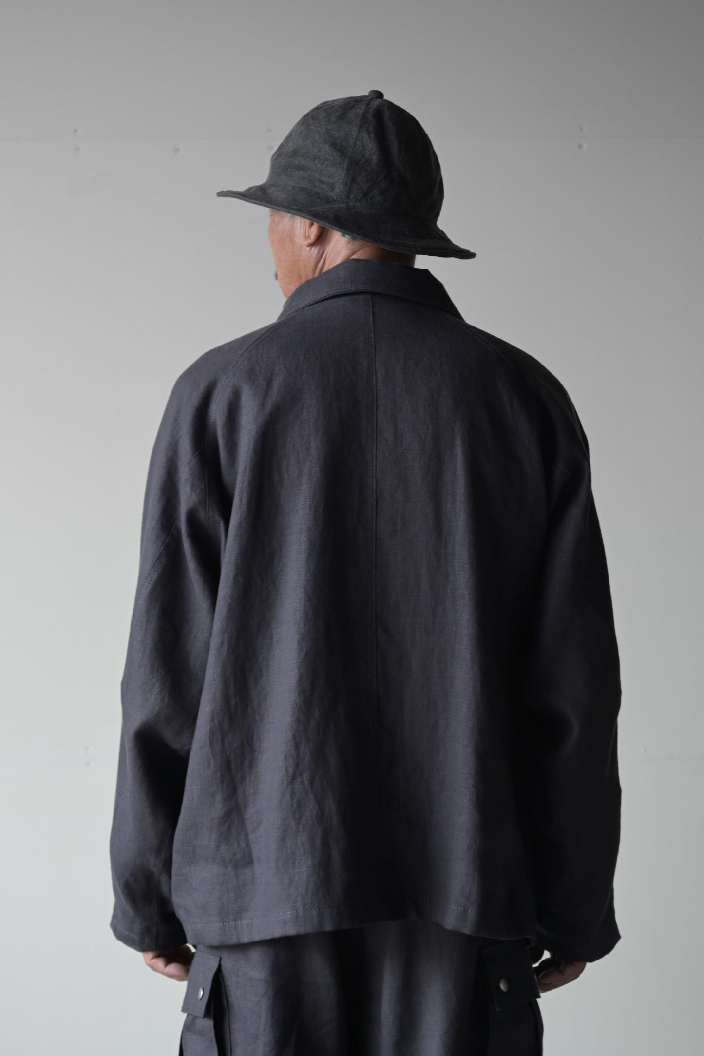 "work" linen jacket <color: Charcoal>