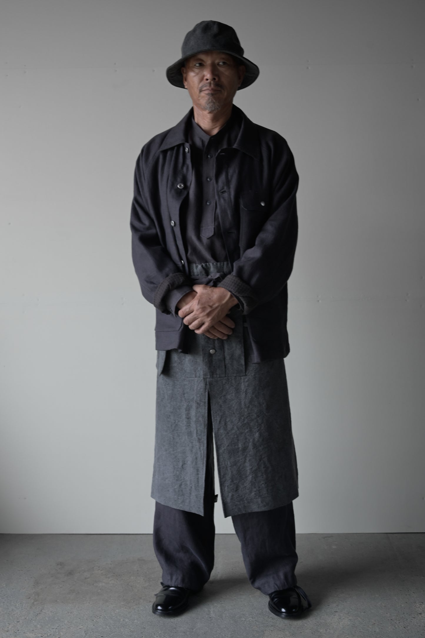 "work" linen jacket <color: Charcoal>