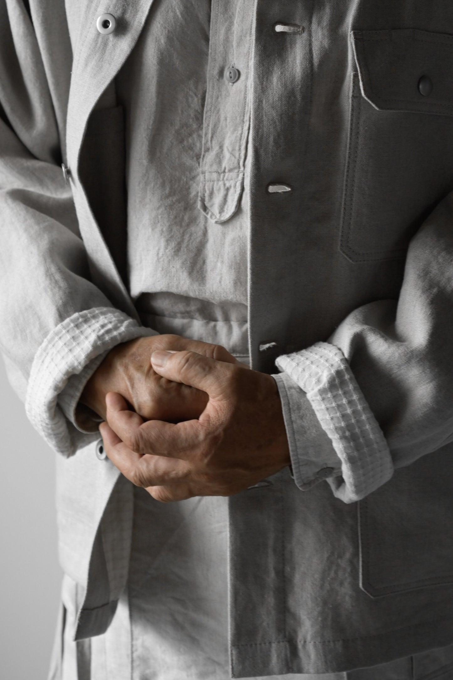 "work" linen jacket <color: Natural>