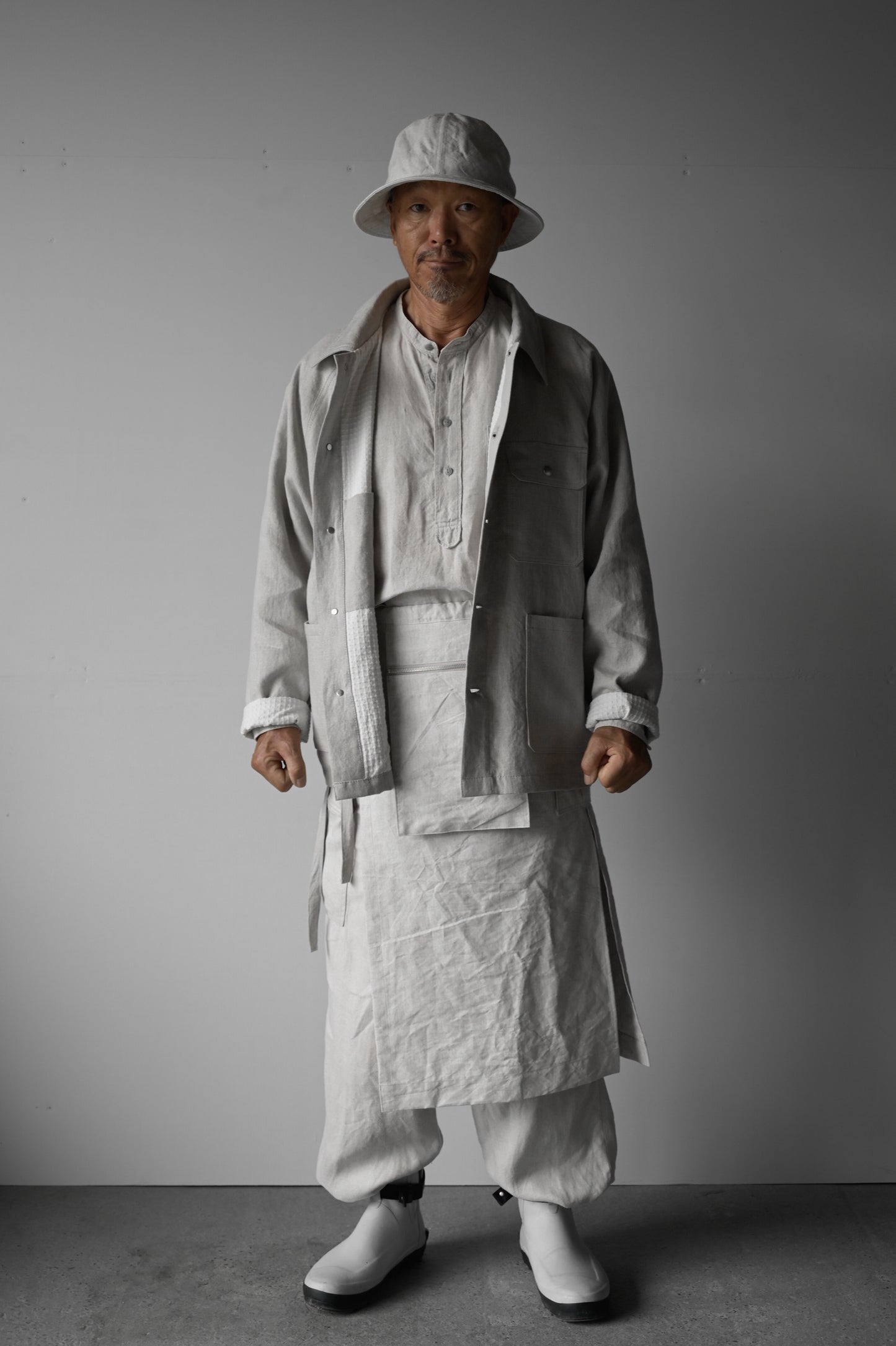"work" harf apron <color: Natural>