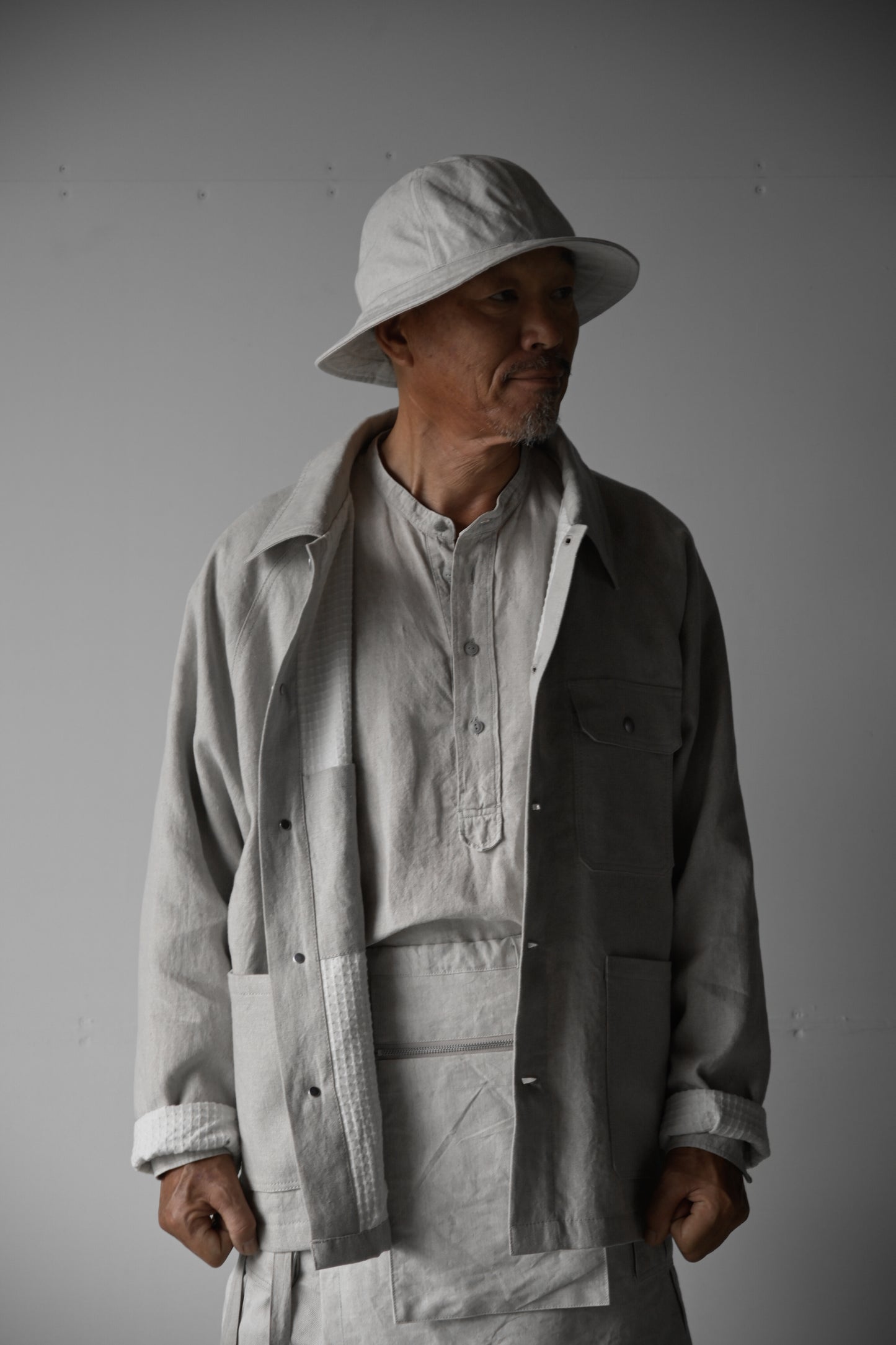 "work" linen jacket <color: Natural>