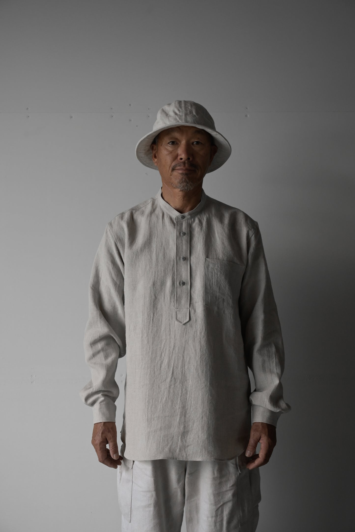 "work" linen pullover shirt  -men's- <color: Natural>