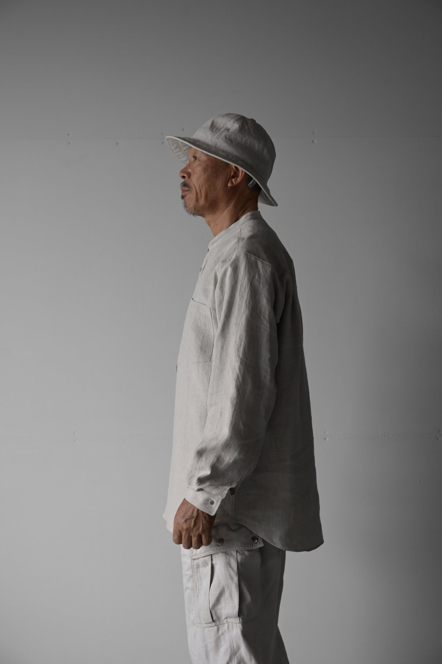 "work" linen pullover shirt  -men's- <color: Natural>
