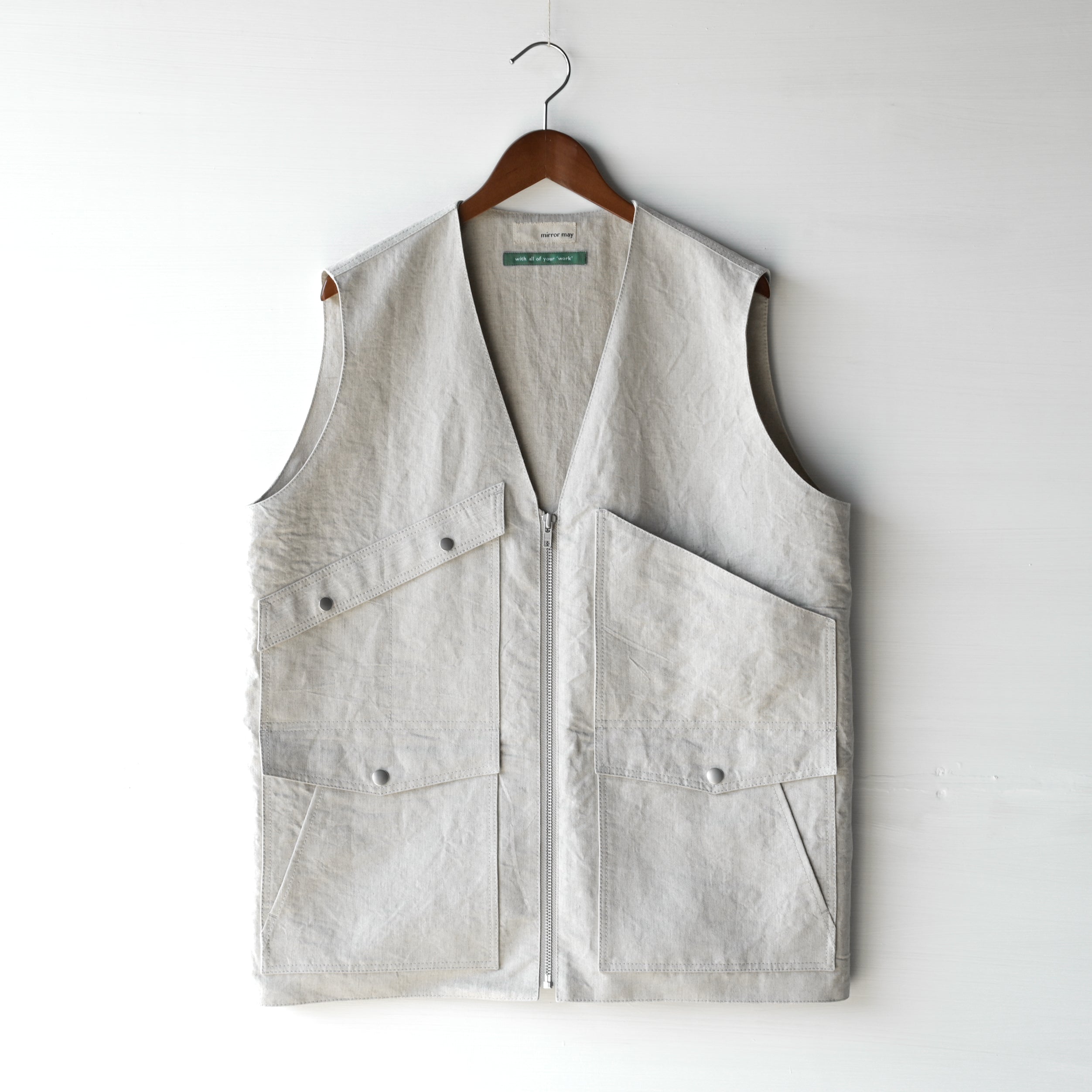リネンファーマーズベスト Farmer's vest – mirror may リネンファーマーズベスト Farmer's vest – mirror may