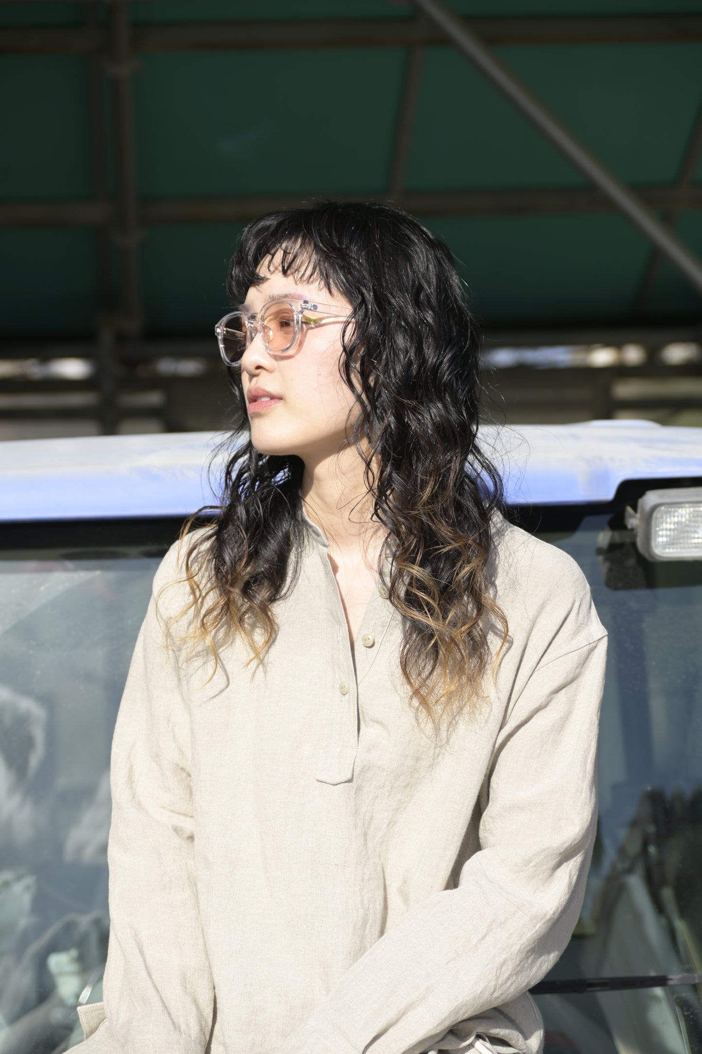 "work" linen pullover shirt  -women's- <color: Natural>