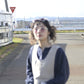 "work" linen dress apron <color: Natural>