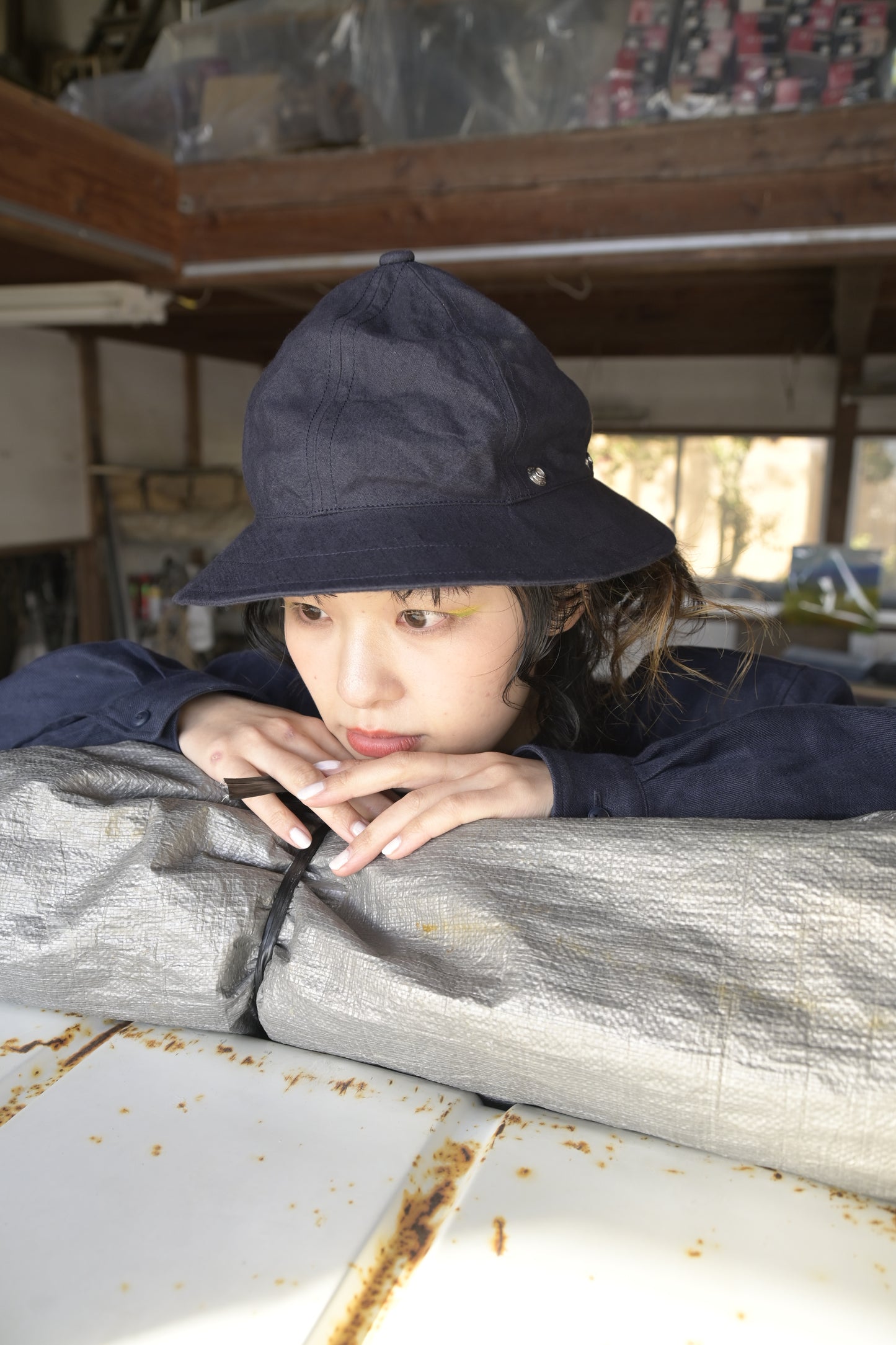 linen × washi ”work" hat <color: Natural>