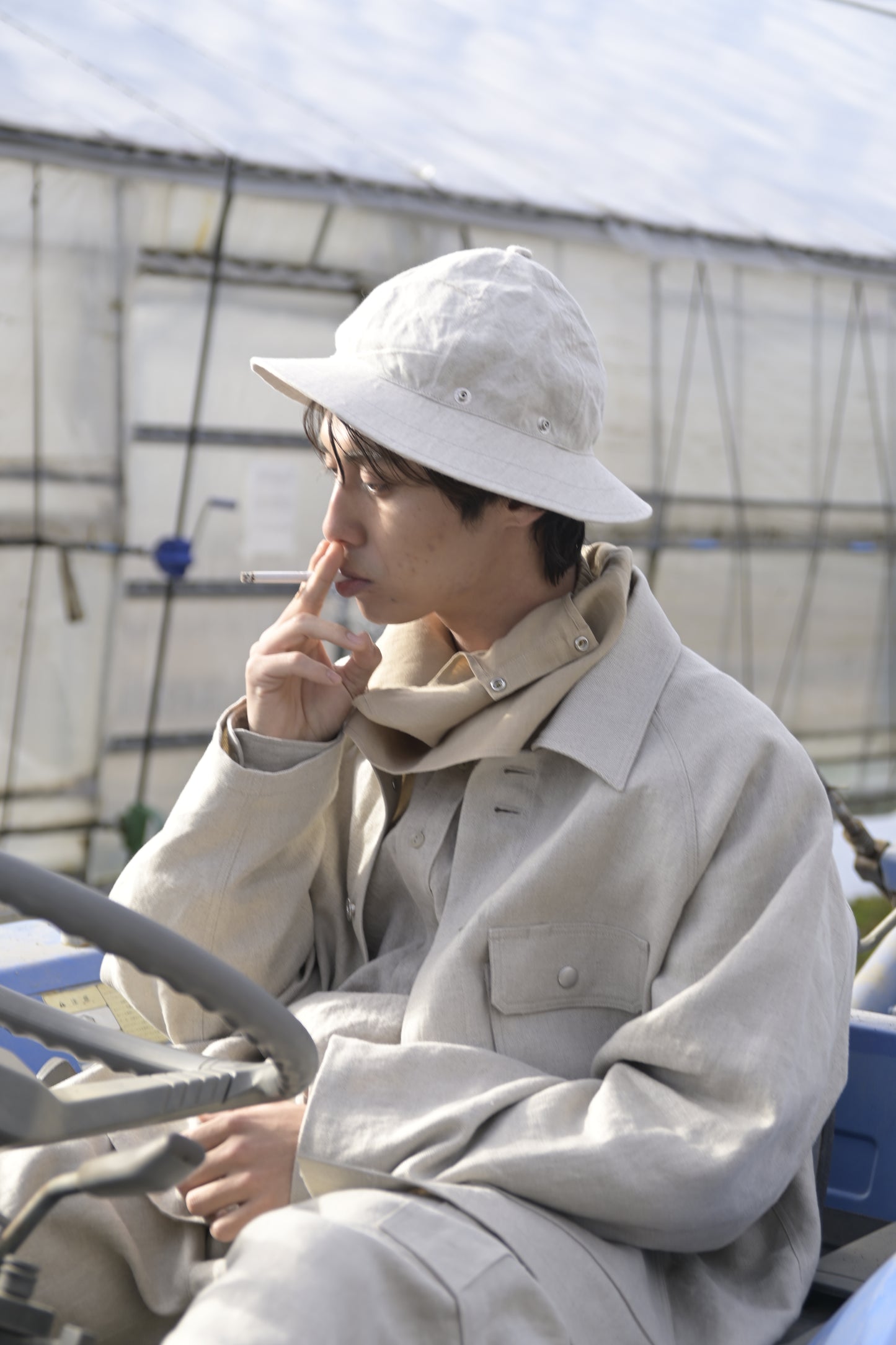 linen × washi ”work" hat <color: Natural>